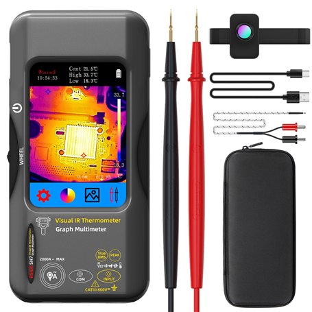 BSIDE Caméra thermique multimètre Avec lentille macro Résolution 320×320 avec 20000 mots Ecran tactile 3.98'' Caméra thermique i