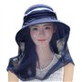 Femme Chapeau de Soleil Pliant Capeline Eté Printemps Respirant Casquette Visière Grand Bord avec Masque Amovible Chapeau de Pla