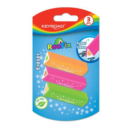 Keyroad Roofix KR971813 Lot de 3 gommes universelles triangulaire/blister/couleurs mélangées/en caoutchouc thermoplastique de qu