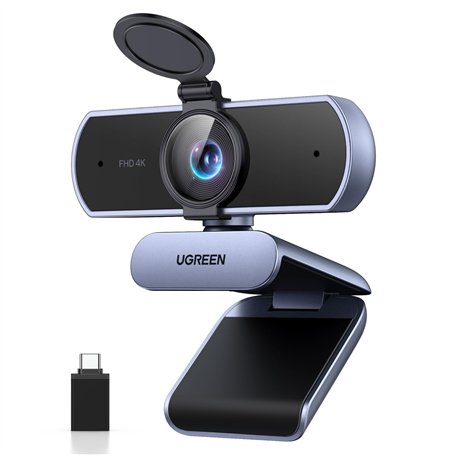 UGREEN Webcam 4K 30FPS Caméra USB A C PC Autofocus Deux Micro Antibruit Correction Lumière 360 Degrés Rotation Plug Play Windows