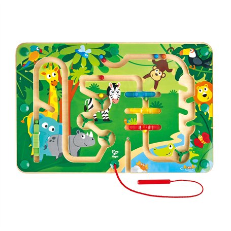 Hape Circuit Billes Aimantées Enfant dès 2 ans - Labyrinthe Bois Animaux de la Jungle - Motricité Fine