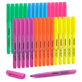 TWOHANDS Surligneurs à Pointe Biseautée - Couleurs Fluorescentes Assorties pour un Surlignage Précis et Éclatant - Blister de 30
