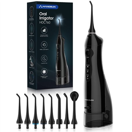 Hangsun Hydropulseur dentaire sans fil rechargeable pour soins dentaires avec 8 embouts de jet pour voyage et usage domestique (