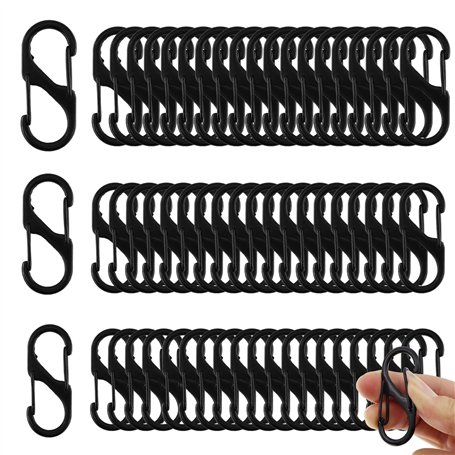 TOKSEO Lot de 60 mousquetons en forme de S - 50 mm/40 mm/32 mm - En métal antivol - Pour le camping en plein air