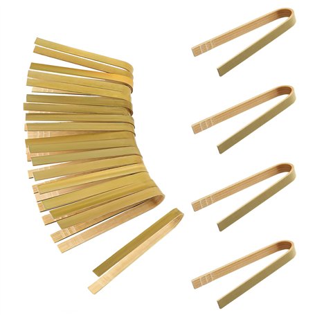 20 Pièces 9cm Pinces en Bambou Ustensiles de Cuisine Pinces à Pain Pinces à Pain pour les Fruits le Thé Pain Grillé la Cuisine