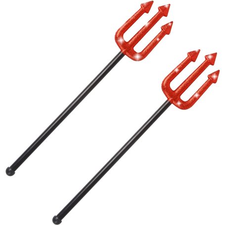 DERAYEE 2pcs Fourche de Diable,Devil Fork Sparkling Rouge Trident Arme Horreur Accessoire pour la Fête d'Halloween
