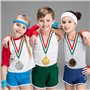 GEBETTER 3Pcs Médaille Italien Médaille d’Or Argent Bronze pour Gagnant Trophée Jouet Sport avec Ruban Rouge Vert Blanc