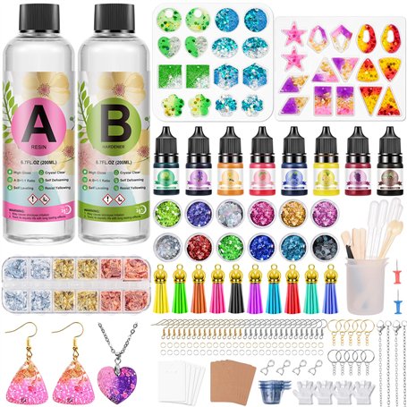 JIDJIX 400ml Kit Resine Epoxy Transparente Complet Débutant avec Moule
