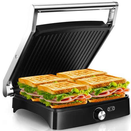 YASHE Grille-Panini Électrique 2000W – Appareil à Croque-Monsieur 4 Tranches – Grill Électrique à Ouverture 180° – Température R