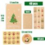 48Pcs Mini Enveloppe Noël 48Pcs Autocollant Pochette en Kraft Sac Cadeau Merry Christmas Joyeux Noël Sachet pour Petit Cadeau Bo