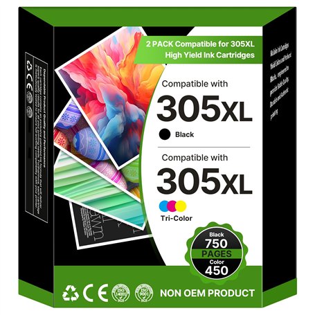 305 XL Cartouches Remplacement pour HP 305 XL Noir et Couleur Compatibles pour Encre 305,pour HP DeskJet 2820e 2720e 2700 2720 P