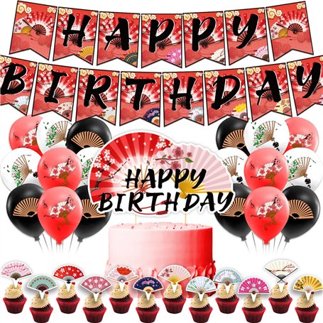 Décorations d'anniversaire pliantes pour fans - Bannières