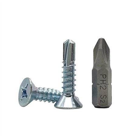 DIN 7504 P - Lot de 50 vis autoperceuses en acier zingué avec tête fraisée - pour tôles (5