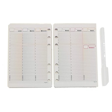 Rechange/recharge pour agenda organisateur format A6 Personal avec 6 anneaux 11 x 16 cm (Agenda sans dates)