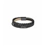 Lacoste Bracelet pour Homme Collection FUSION avec Cuir Noir et Acier Inoxydable Noir avec une Plaque Gravée - 2040318