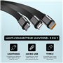 erots rf] Câble USB Rétractable 1.2m/30cm, 3-en-1 Multifonction Chargeur Rapide 3A/100W - Charge Rapide Simultanée pour Appareil