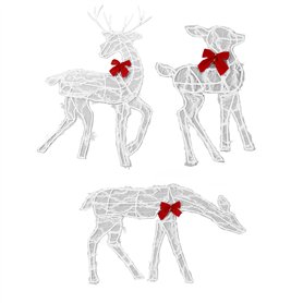 Ensemble Familial de Cerfs de Noël éclairés de 3 Pièces, Grandes Décorations de Vacances en Plein Air, Lumière LED, pour les Cou Ensemble Familial de Cerfs de Noël éclairés de 3 Pièces