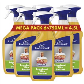 Mr. Propre Professional Spray Désinfectant Et Dégraissant, (6 x 750ml), Odeur Neutre, Dissout Rapidement La Graisse Et Élimine L Mr. Propre Professional Spray Désinfectant Et Dégraissant