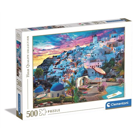 Clementoni - Vue sur la Grèce - Puzzle de 500 Pièces - Jeu de Patience et de Réflexion - Format Paysage - Image Net - Décoration