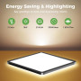 zemty Lot de 2 Plafonnier LED Carré, 3 Couleur (3000K/4000K/6500K) Lampe de Plafond, 2100LM Luminaire Plafonnier Salle de Bain I