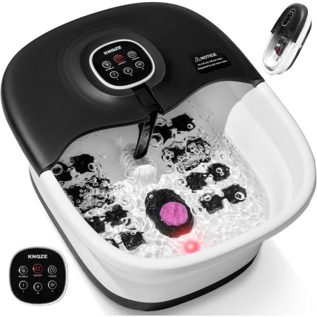 Bain de Pieds Pliable avec Chauffage, Spa Pour Pieds avec Télécommande, 16 Rouleaux de Massage, Bulles, Pierre Ponce, Infrarouge