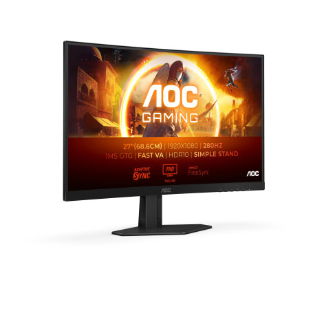 AOC Gaming C27G4ZXED - 27 Pouces FHD Curved Monitor, 280Hz, 1ms, HDR10, FreeSync Premium (1920x1080, HDMI, DisplayPort) Noir/Gri