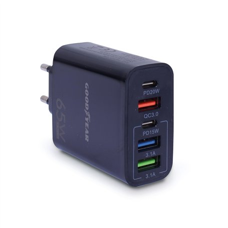 Goodyear Chargeur Mural de Téléphone 220 V 5 Ports : 3 USB + 2 USB-C