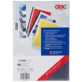 GBC HiClear Pack de 100 Plats de Couverture A4 200 Microns Transparent GBC HiClear Pack de 100 Plats de Couverture A4 200 Microns Transparent