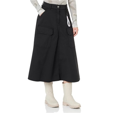 Love Moschino Canvas with Pockets Jupe midi avec Poches à Patchs