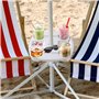 Plateau pour parasol 37 x 37 cm - Table basse de plage et jardin avec 4 porte-gobelets et compartiments porte-collations et smar
