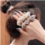 Runmi Lot de 3 chouchous à cheveux avec perles pour queue de cheval - Accessoires pour femmes et filles