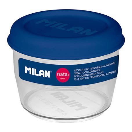 Boîte à lunch hermétique Milan 500 ml Bleu Transparent Plastique Ronde Ø 12 cm