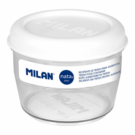 Boîte à lunch hermétique Milan 500 ml Blanc Transparent Plastique Ronde Ø 12 cm