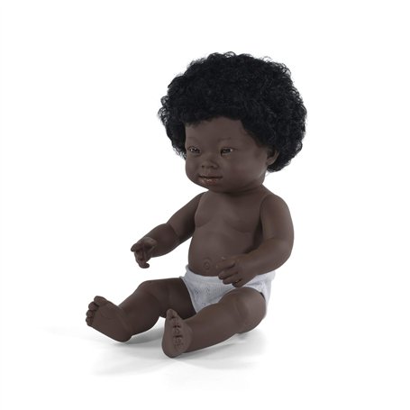 Miniland Poupée avec Syndrome de Down Fille Africaine 38 cm