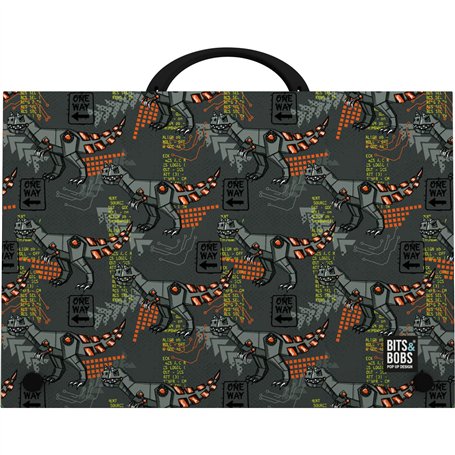 Grafoplás Bits & Bobs Pop Up Design – Mallette scolaire avec poignée et fermeture à broche | Polypropylène | Format Folio | 24
