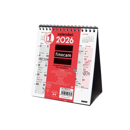 Finocam - Calendrier de bureau 2026 avec vue janvier - décembre 2026 (12 mois) | Calendrier 2026 | Planificateur mensuel neutre