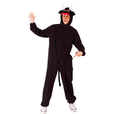 Rubies Costume de Taureau Adulte Unisexe Taille Unique Jumpsuit avec Capuche et Queue attachée pour Halloween