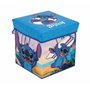 Superdiver - Coffre de rangement et tabouret Stitch - Licence Officielle Disney - 30x30x30 cm - Pouf pliable avec couvercle remb
