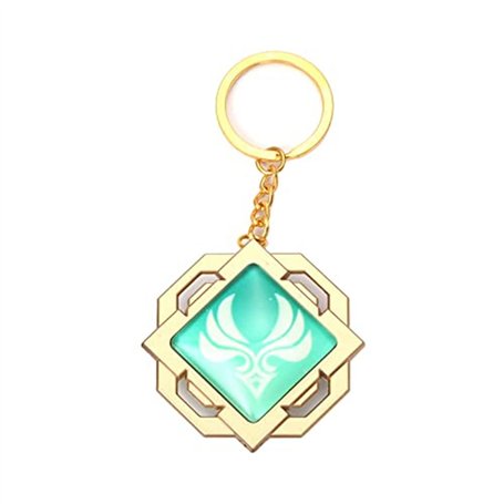 Genshin Porte-clés lumineux en forme de clé jouet Impact Liyue Vision Anemo Porte-clés doré Figurine de jeu Porte-clés Porte-clé