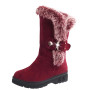 Bottes pour femme doublées de fourrure pour garder au chaud - Bottes plates antidérapantes - Bottes d'extérieur d'hiver et de pr