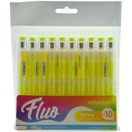 Ensemble de Marqueurs Fluorescents Office Box FLUO Jaune 10 Pièces