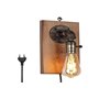 BarcelonaLED Applique Murale Vintage Industrielle Bois Pendentif Poignée avec Bouton Interrupteur et Prise de Cordon pour E27 Am