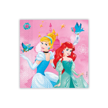 2689 Lot de 20 serviettes en papier Princesses en papier Idéal pour les fêtes et les anniversaires Dimensions plié en 4 (16