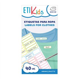 ETIKIDS 40 Étiquettes pour vêtements personnalisables pour crèche et école Couleurs (Animaux) ETIKIDS 40 Étiquettes pour vêtements personnalisables pour crèche et école Couleurs (Animaux)