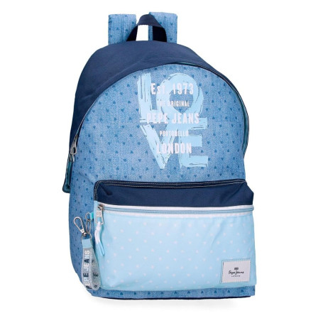 Pepe Jeans Noni Denim Sac à Dos Scolaire Adaptable au Chariot Portable 15