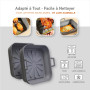 PORTENTUM Moule Silicone Air Fryer 22,5 cm– Pour les friteuses à air de 4,7 à 8 litres – Lot de 2 Contenants Pliables Réutilisab
