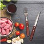 Couverts à steak Acier inox bois 12 pieces avec 6 couteaux à steak et 6 fourchettes à steak