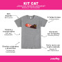 Pampling T-shirt à manches courtes, 85 % coton, vêtement unisexe pour homme et femme en 5 tailles, t-shirt gris, modèle Kit Cat,