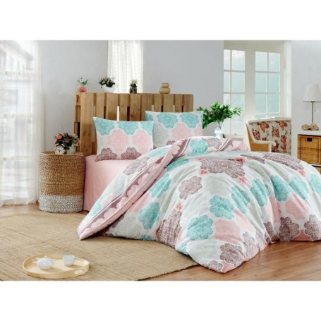 Parure de lit - 1 housse de couette 220x240 cm + 2 taies d'oreiller 60x60 cm - 70% coton