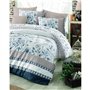 Parure de lit - 1 housse de couette 220 x 240 cm + 2 taies d'oreiller 60 x 60 cm - 100% coton renforcé - Bleu
